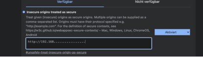 Chrome: http:// Seite zulassen